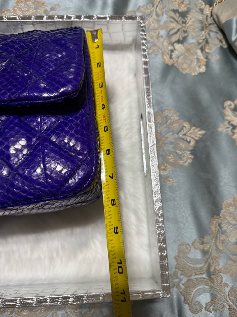 NWOT! Statement-Making Custom Made Purple Python Quilted Bag - Picture 9 of 12